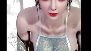 3D AI HQ Brunette Asian Big tits Firm tits Hard erect nipples Cowgirl riding POV sex wSound added