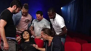 Asian hottie anal interracial gangbanged