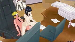 Naruto Boruto Hentai – Naruto hat Sex mit Hinata im Büro des Hokage – Asiatischer japanischer Manga-Anime-Spielporno